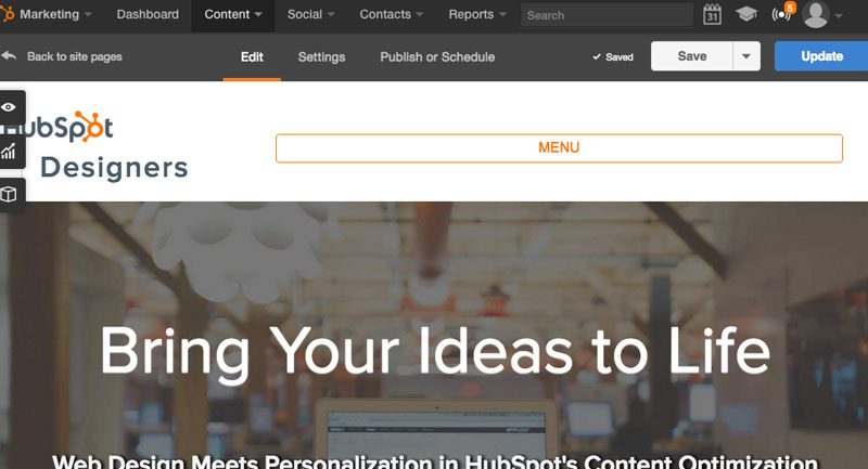 HubSpot Designers screen