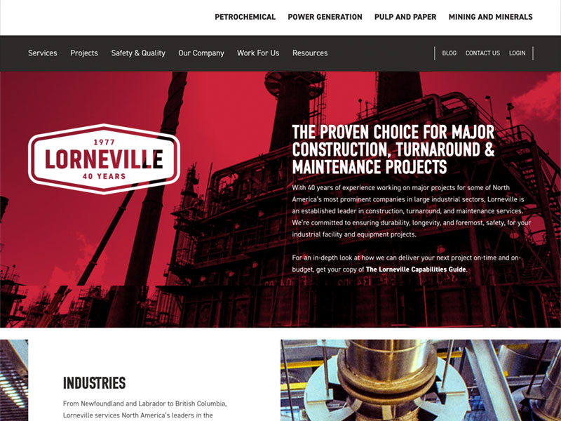 A screenshot of the Lorneville homepage