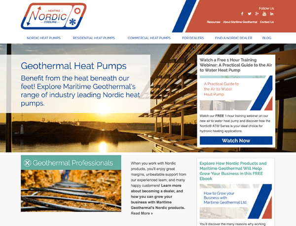 Maritime Geothermal homepage screenshot