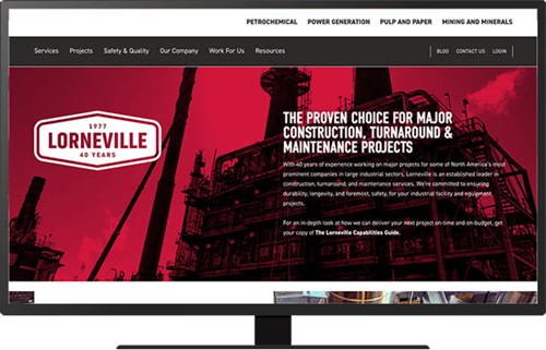 Screenshot of the Lorneville homepage